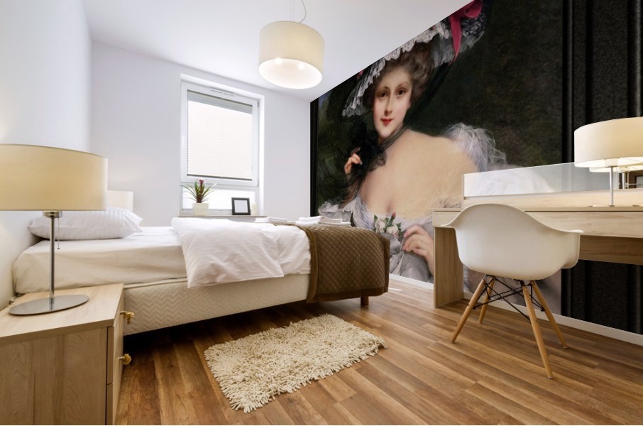 Young Beauty With A Red Ribbon Hat by Francois Martin-Kavel Mural print