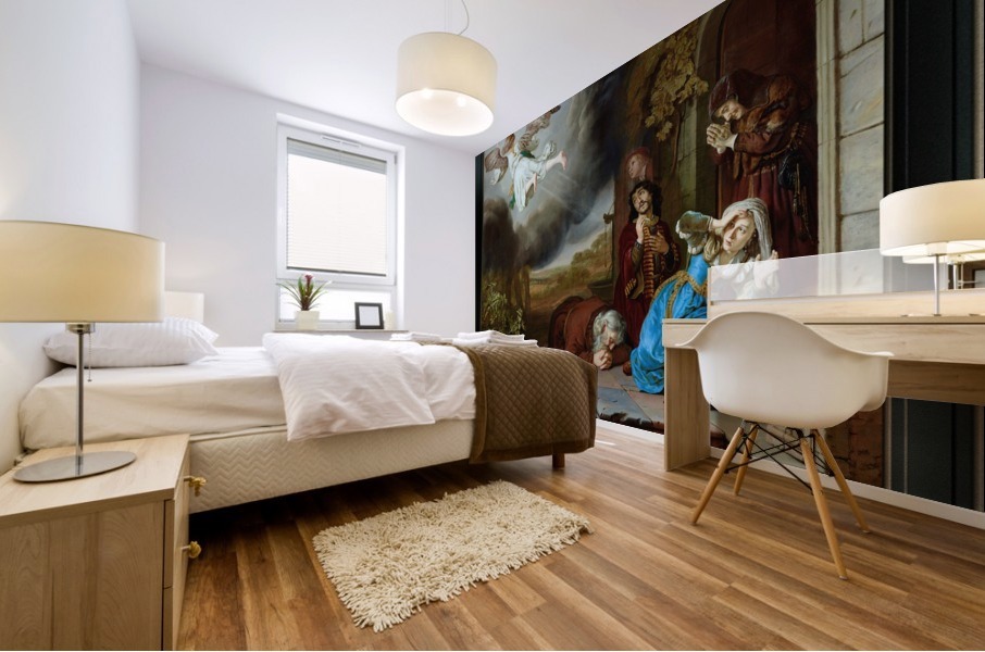 The Angel Taking Leave of Tobit and His Family by Jan Victors Old Masters Reproduction Mural print