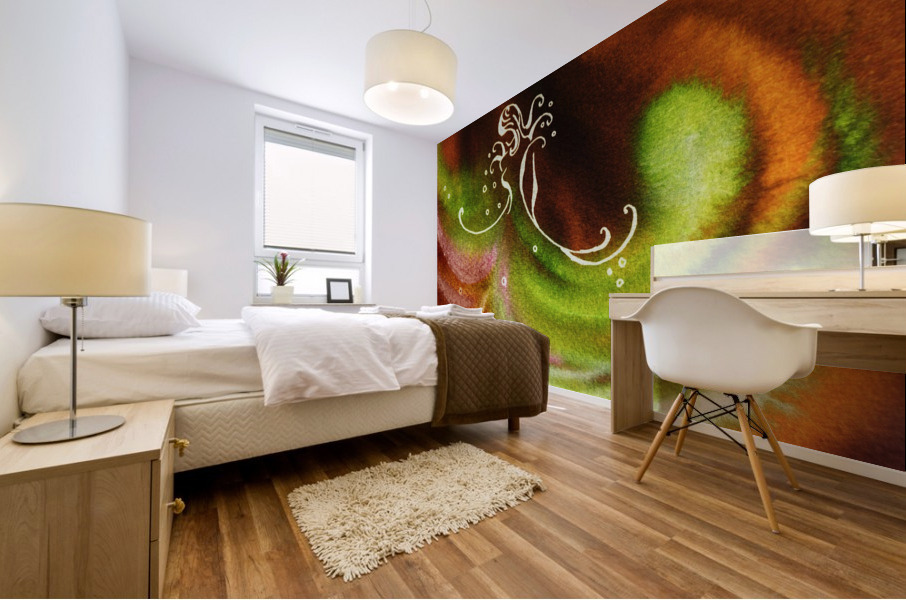 Warm Fall Flamenco Dance Abstract Watercolor  Mural print