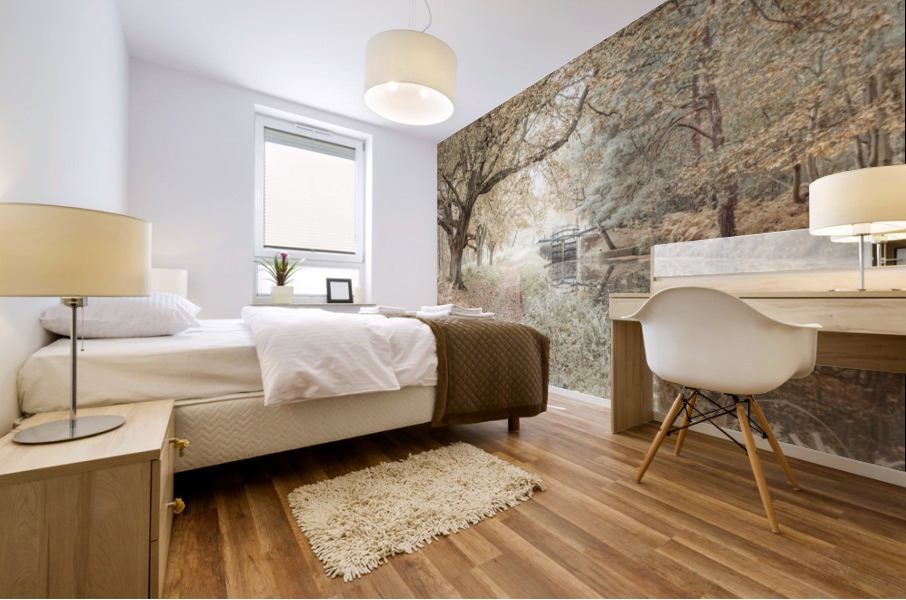 Canal through a forest Mural print