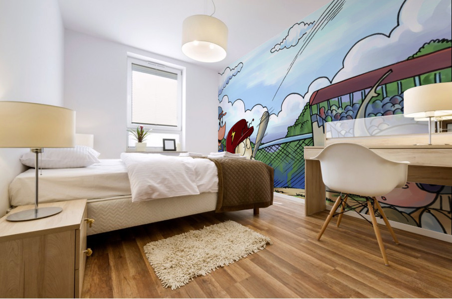 Play Ball - Home Run Swing - Bugville Critters Mural print