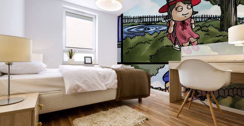 Lass the Ladybug in Action   4 panel Favorites for Kids Room and Nursery   Bugville Critters Mural print