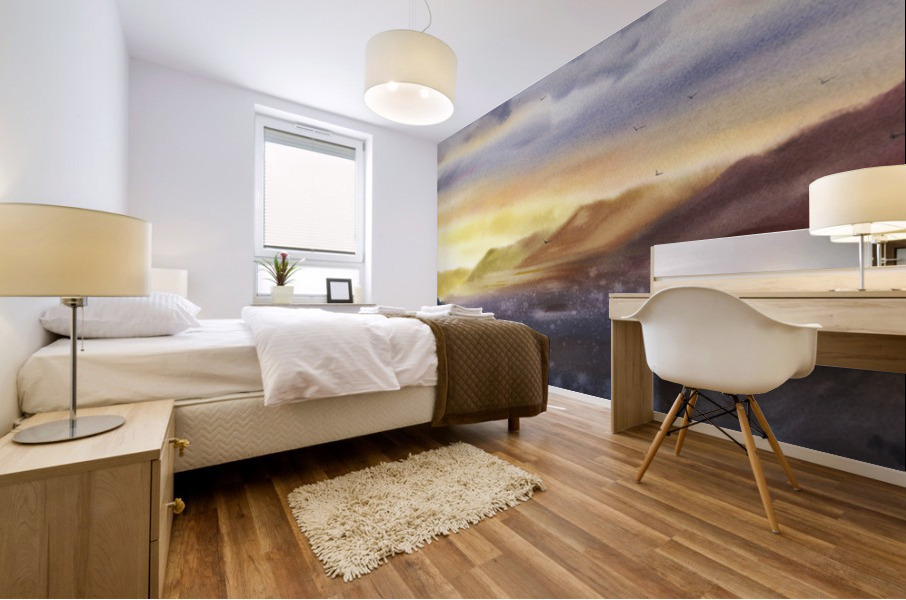 Sunset in the mountains Mural print