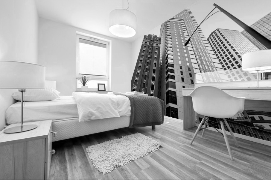 Black and White Austin Skyscrapers Mural print