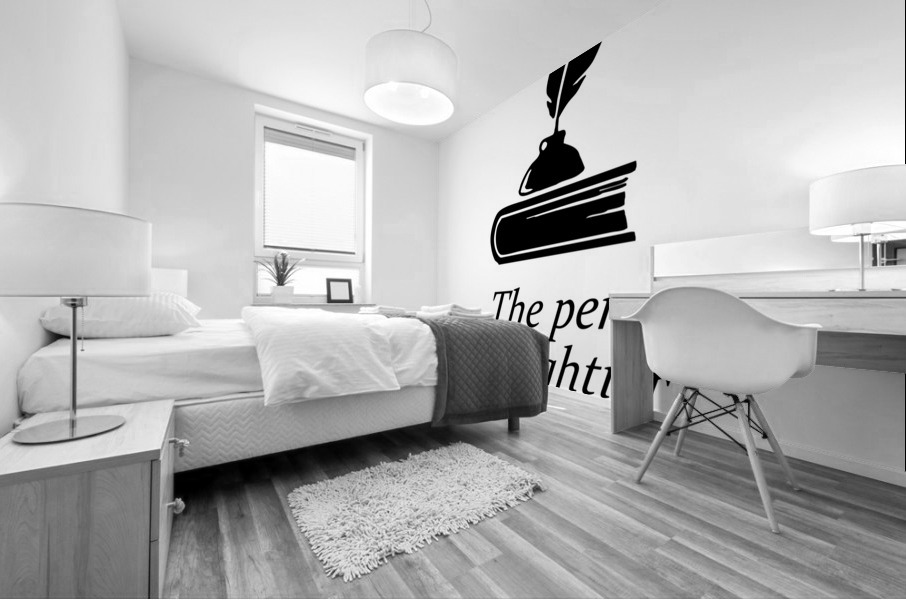 the pen is mightier than the sword white Mural print