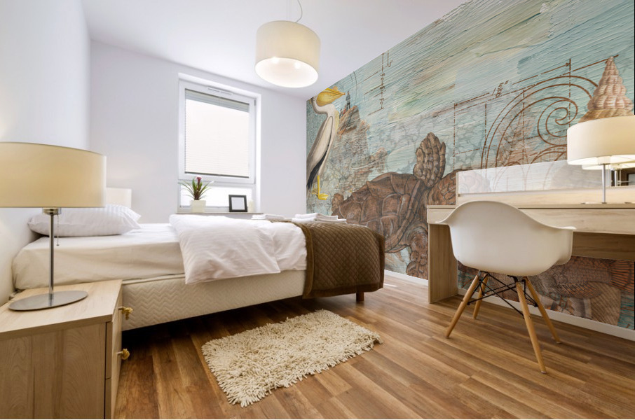 Pelican meet Turtle Mural print