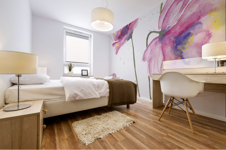 Pink Flower Burst Mural print