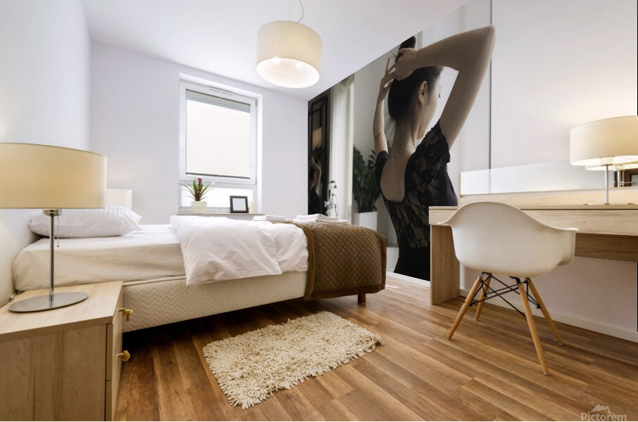 Ballerina portrait in a bathroom Mural print