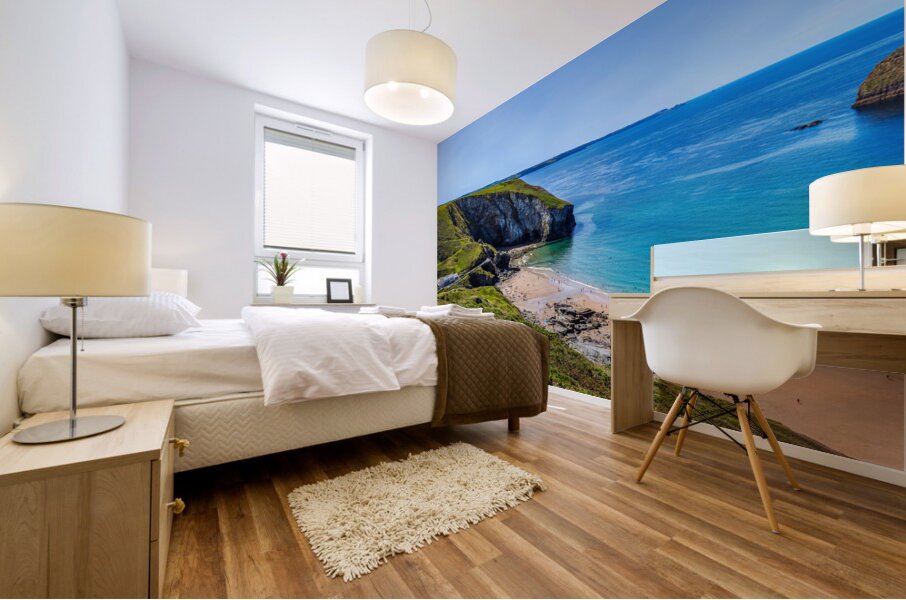 Tranquility Unleashed: The Magnificence of Trebarwith Beach and Gull Rock Mural print