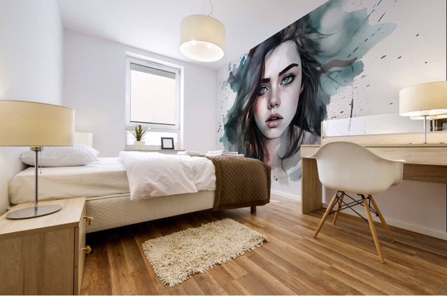 Girl watercolor no.6 Mural print