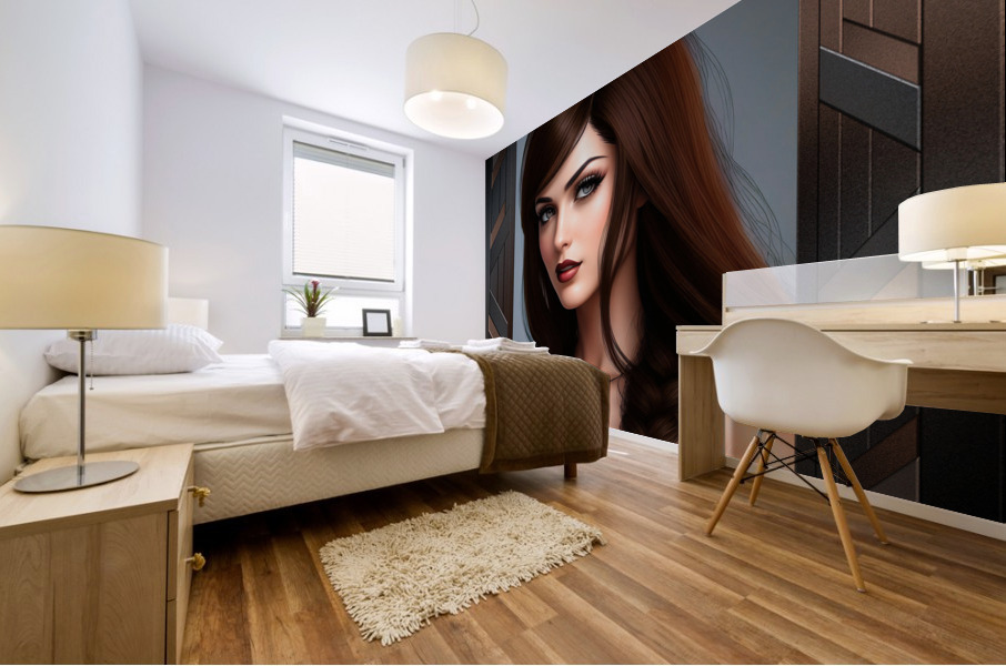 Portrait Of Maciana De Manchiani A Beautiful Fantasy AI Concept Art by Xzendor7 Mural print