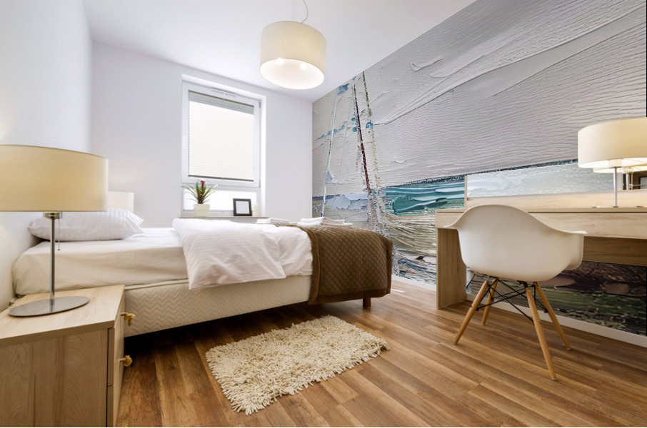 Aqua Pink Sail Away Mural print