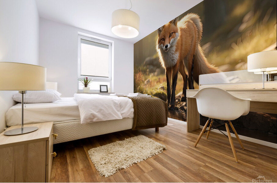 Photorealistic Fox Environment Mural print