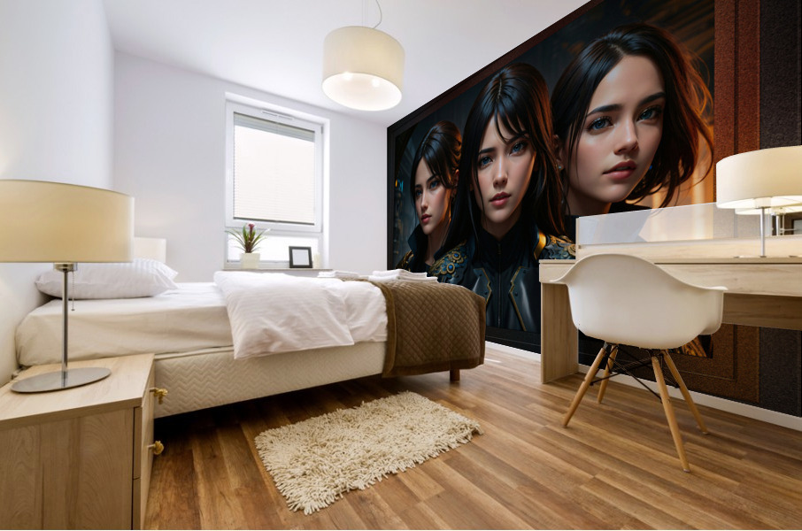 Sisters Of The Amari Mystical Fantasy AI Concept Art Portrait by Xzendor7 Mural print