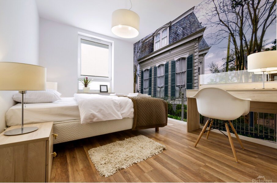 New Orleans Garden District House Green Shutters Mural print