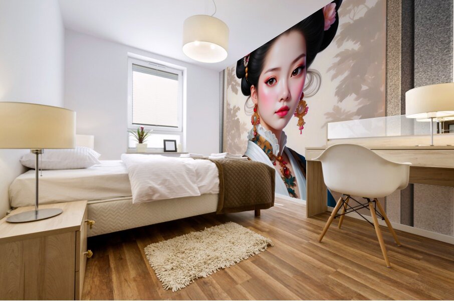 Portrait Of An Elegant Japanese Young Lady Gorgeous AI Concept Art by Xzendor7 Mural print