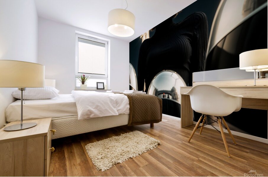 Ai portrait of a young woman in a futuristic world Mural print