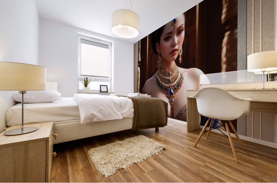 The Elegant Concubine Of Thelous Gorgeous AI Concept Art Portrait by Xzendor7 Mural print