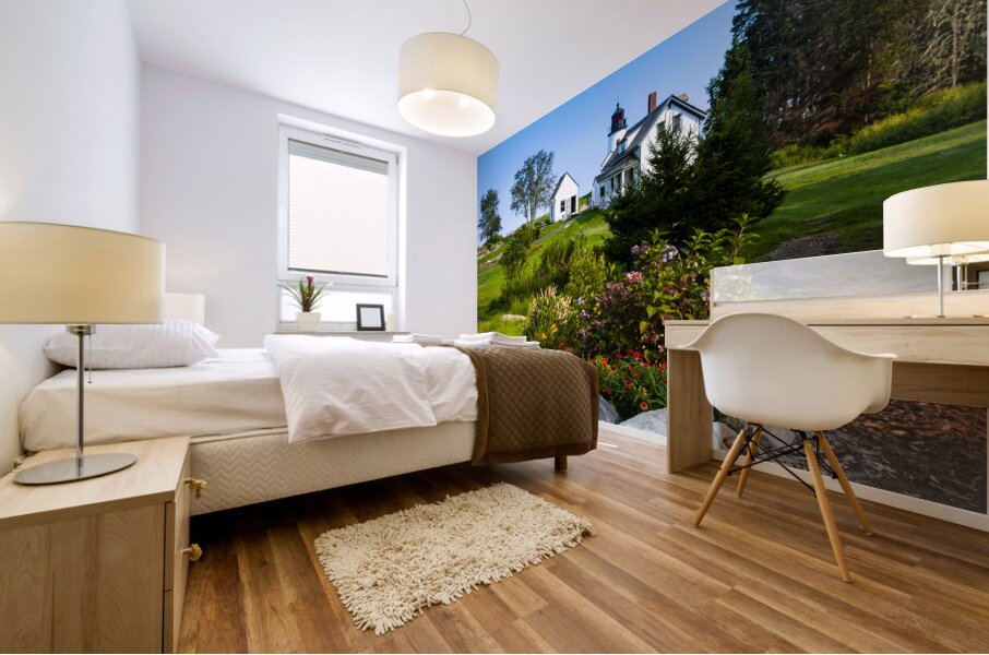 Wildflowers Garden by Burnt Island Lighthouse in Maine Mural print