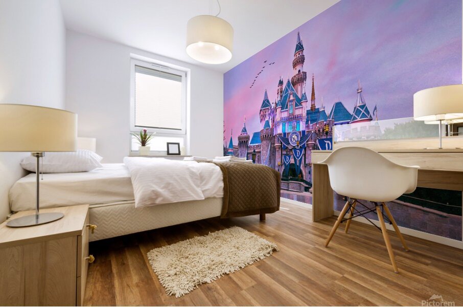 Sunset Birds over Castle Mural print