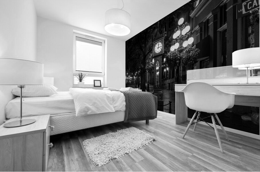 gastown steam clock water street at night  horizo Mural print