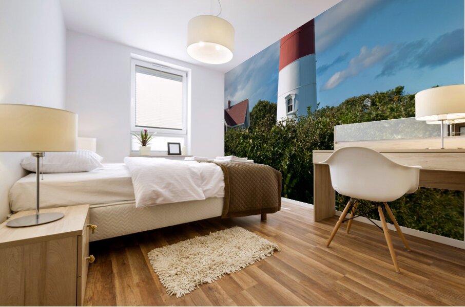 Striped Tower of Nauset Lighthouse on Cape Cod in Massachusetts Mural print