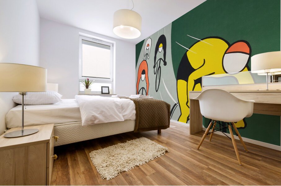 1950s bike racing art Mural print