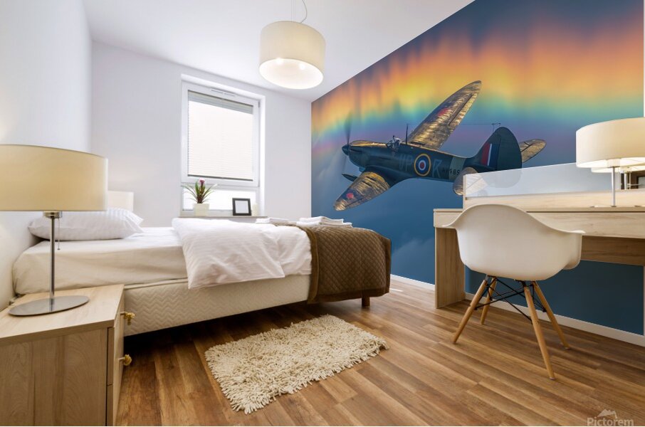 yakynuka A Spitfire passing through a Rainbow cre Mural print
