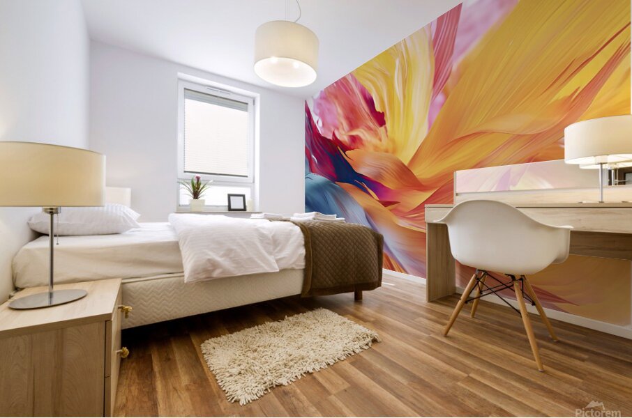 In a mesmerizing display of colors a dynamic wave-shaped spiral Mural print