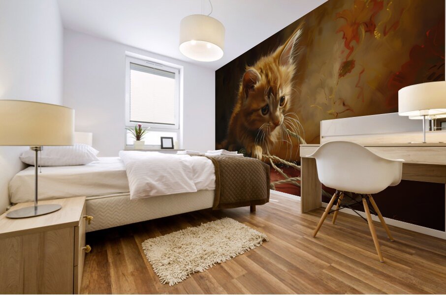 Cute Kitten Realistic Painting4 Mural print