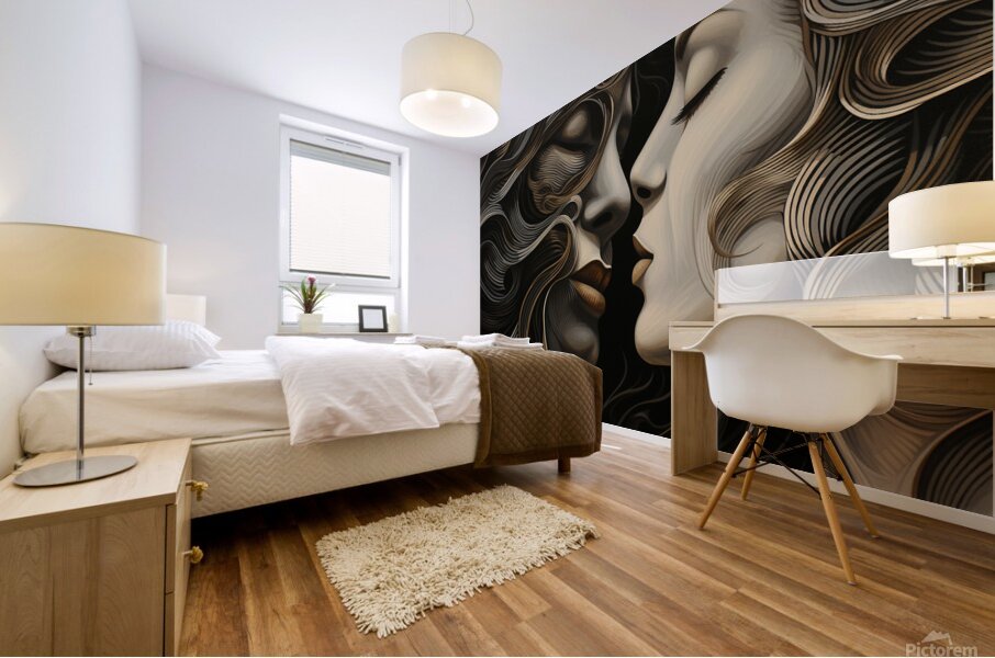 pharcry. a man and woman kiss each other while lo Mural print