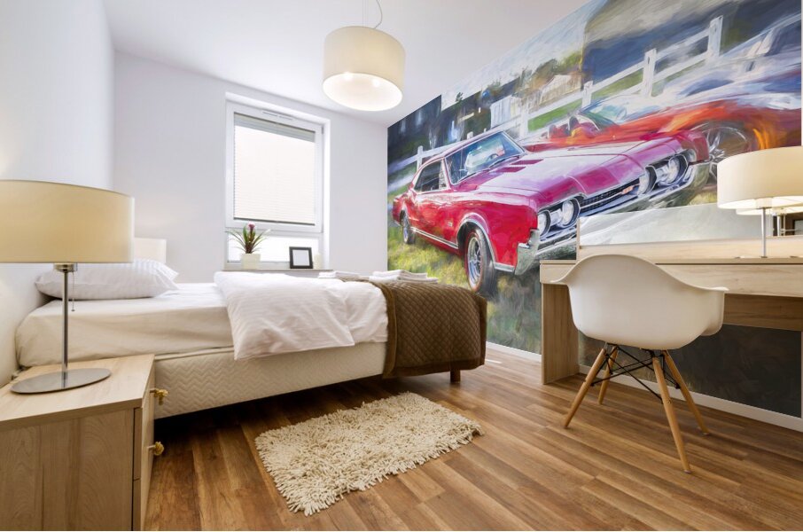 1967 Red Oldsmobile 442 X 5 Mural print