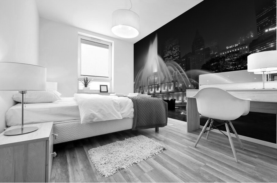 buckingham fountain at night grant park  square 5 Mural print