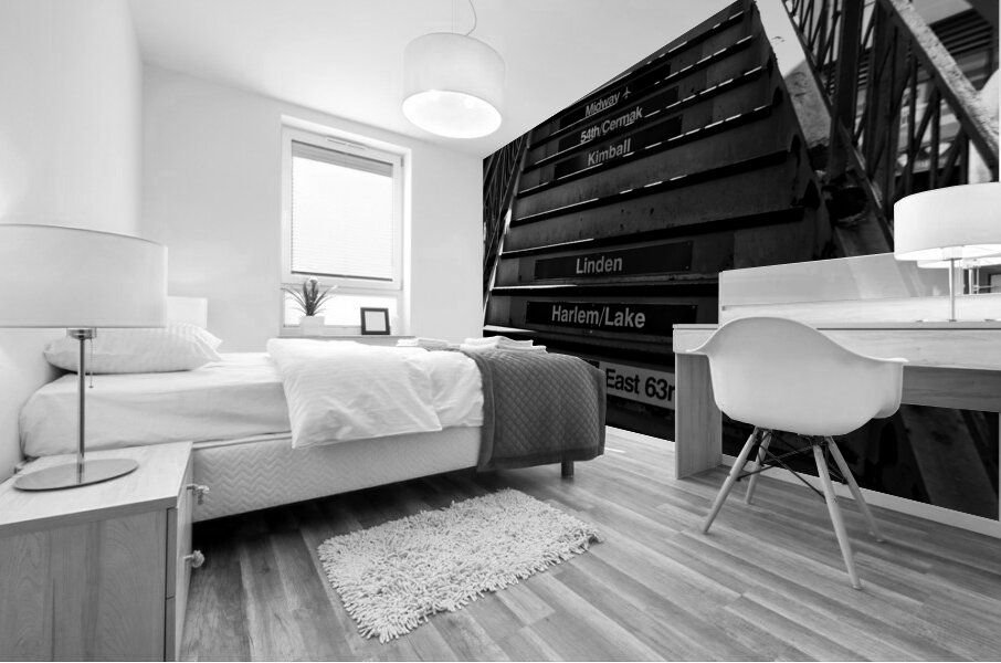 chicago L train stairs  horizontal 66 Kimball 13k Mural print