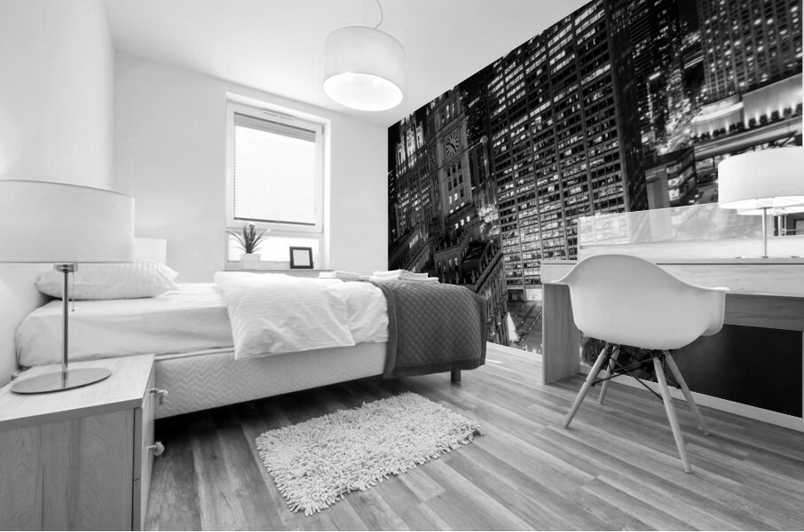 moonrise over downtown chicago at night  vertical Mural print