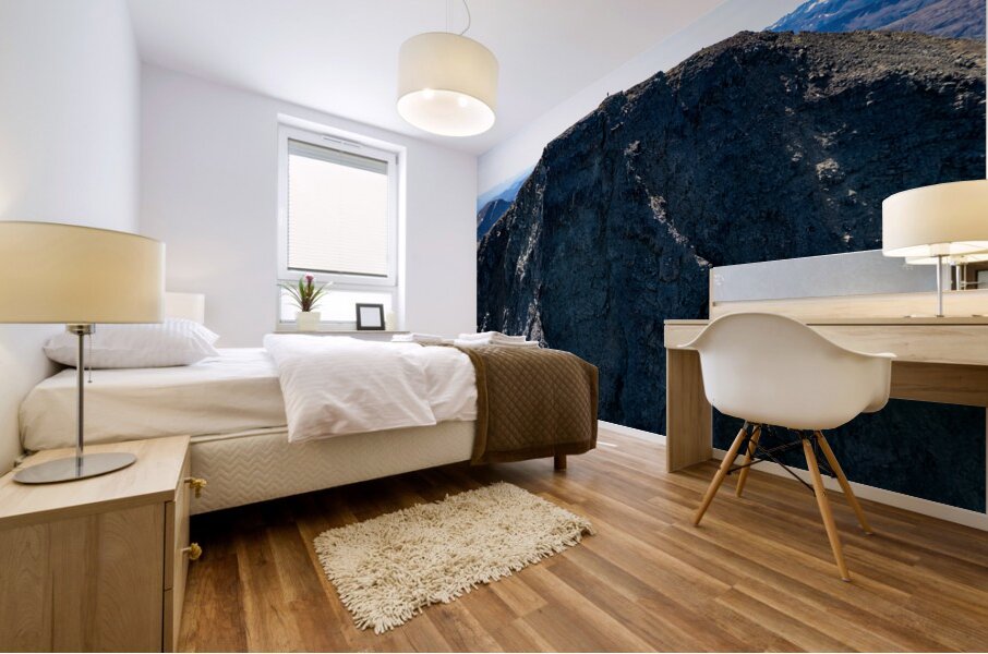 Standing Tall Atop a Rock Wall Mural print