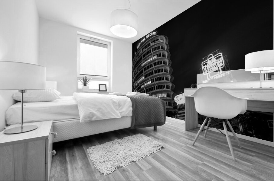 capitol records building at night  horizontal 259 Mural print