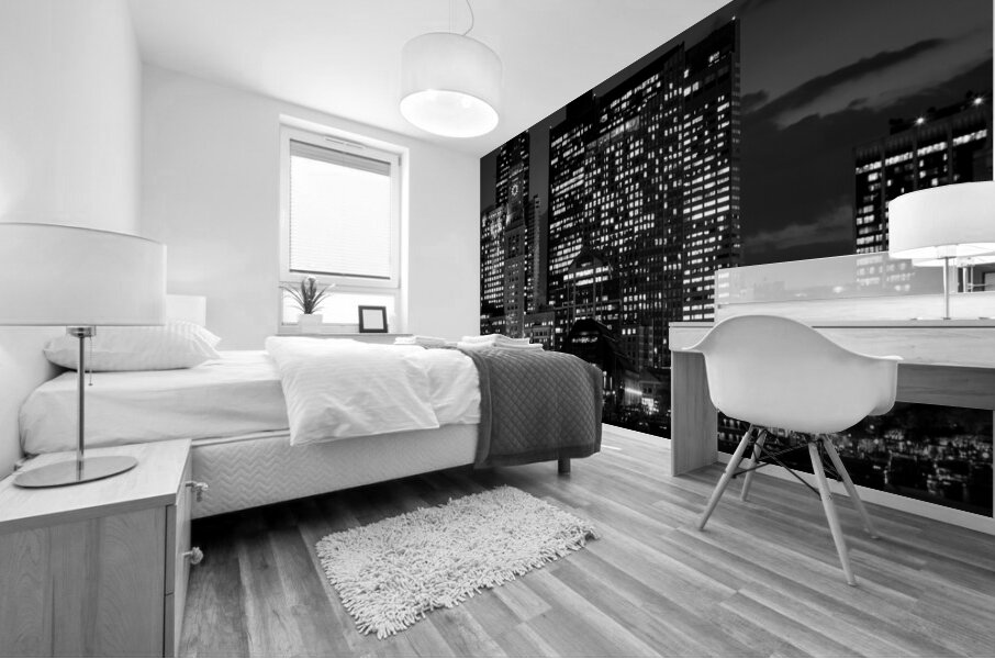 long wharf night from east boston piers  square 3 Mural print