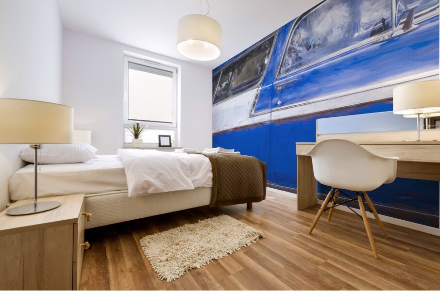 1956 Blue Chevrolet Bel Air Nomad Station Wagon X 3 Mural print