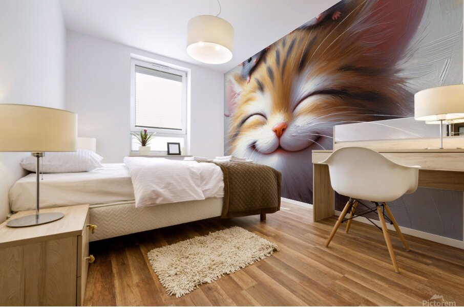 Happy Cat and Mouses Mural print