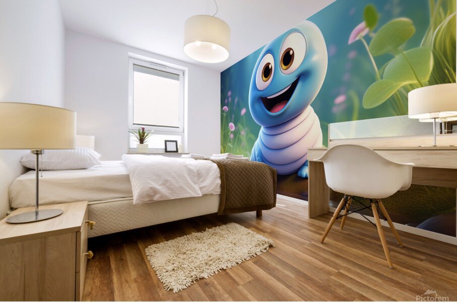 14 cute little cartoon looking worm Mural print