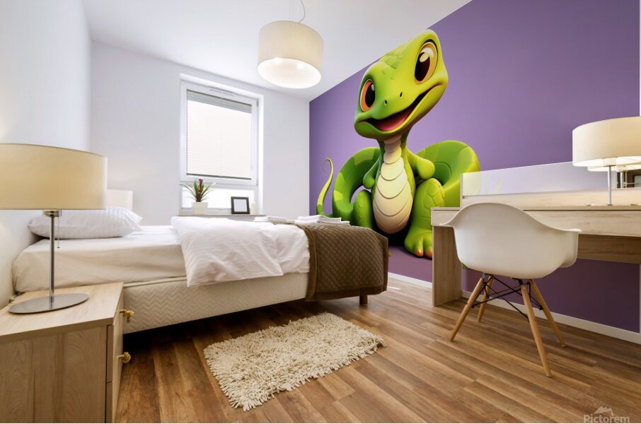 2 cute little cartoon looking snake Mural print