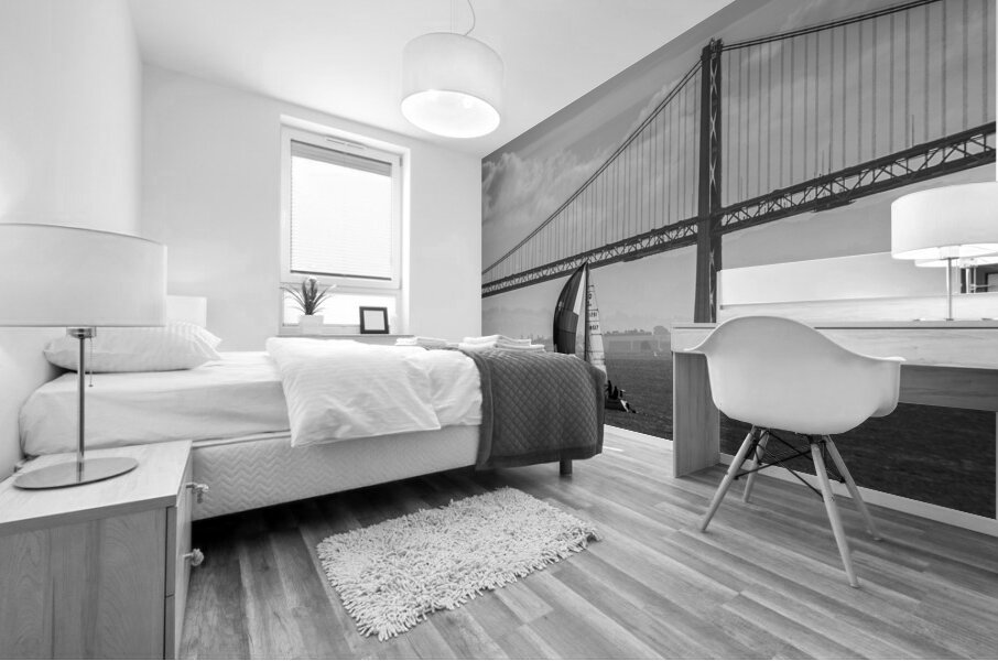 bay bridge and full sail boat  horizontal 2766 Br Mural print