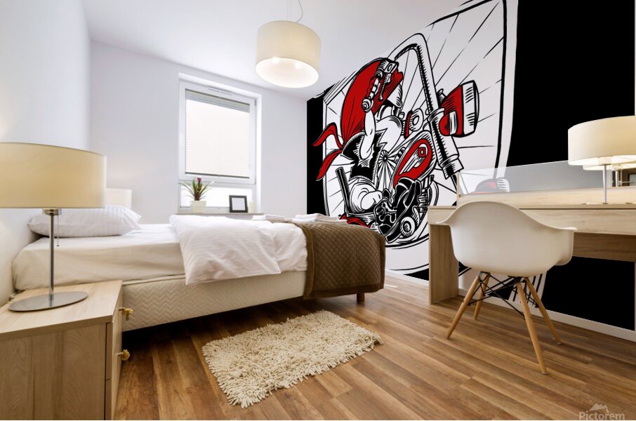 motorcycle club frame engraving art Mural print