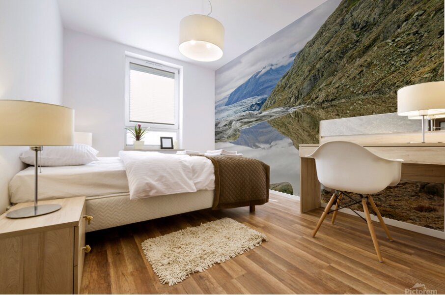 Glacier ending in lake Mural print