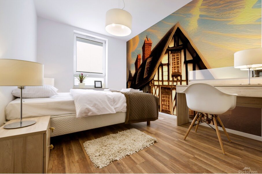 village house cottage medieval timber tudor split Mural print