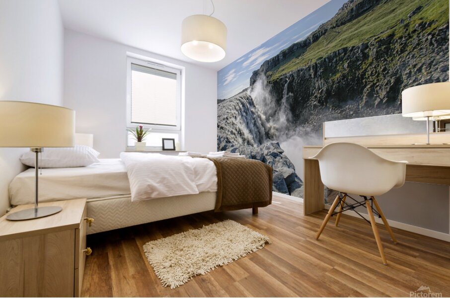 Gullfoss waterfall with lots of spraying Mural print