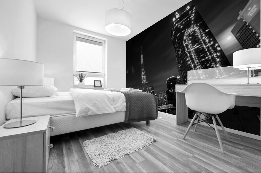 downtown dallas full moon  horizontal 2121 Pepper Mural print