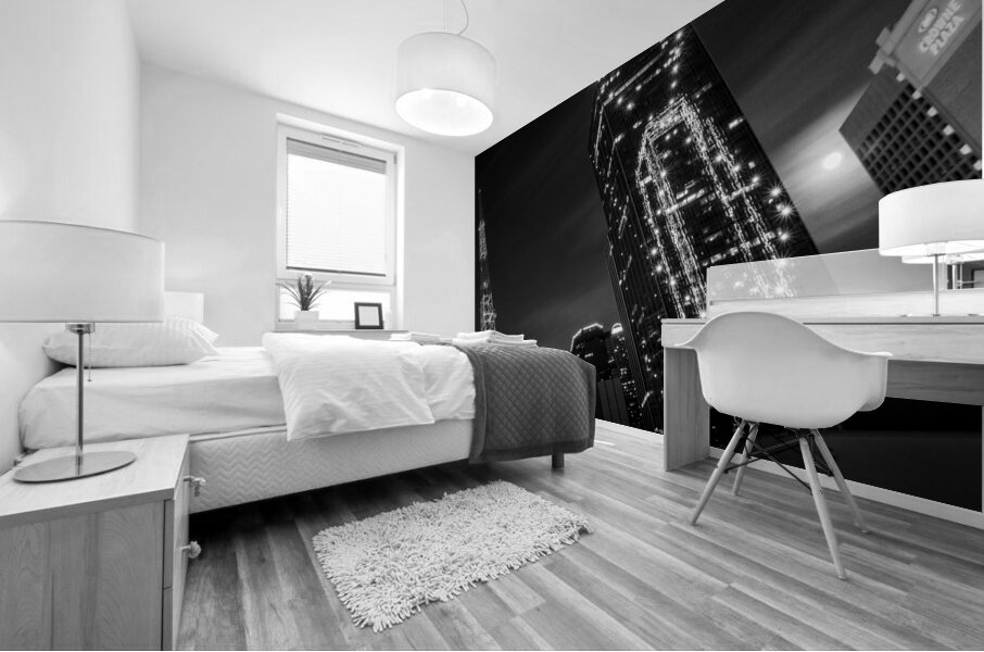 downtown dallas full moon  square 2121 Pepper 13k Mural print