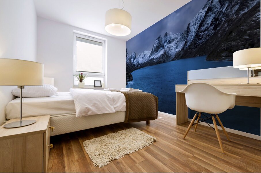 Winter Lofoten Reine Fjord Mural print